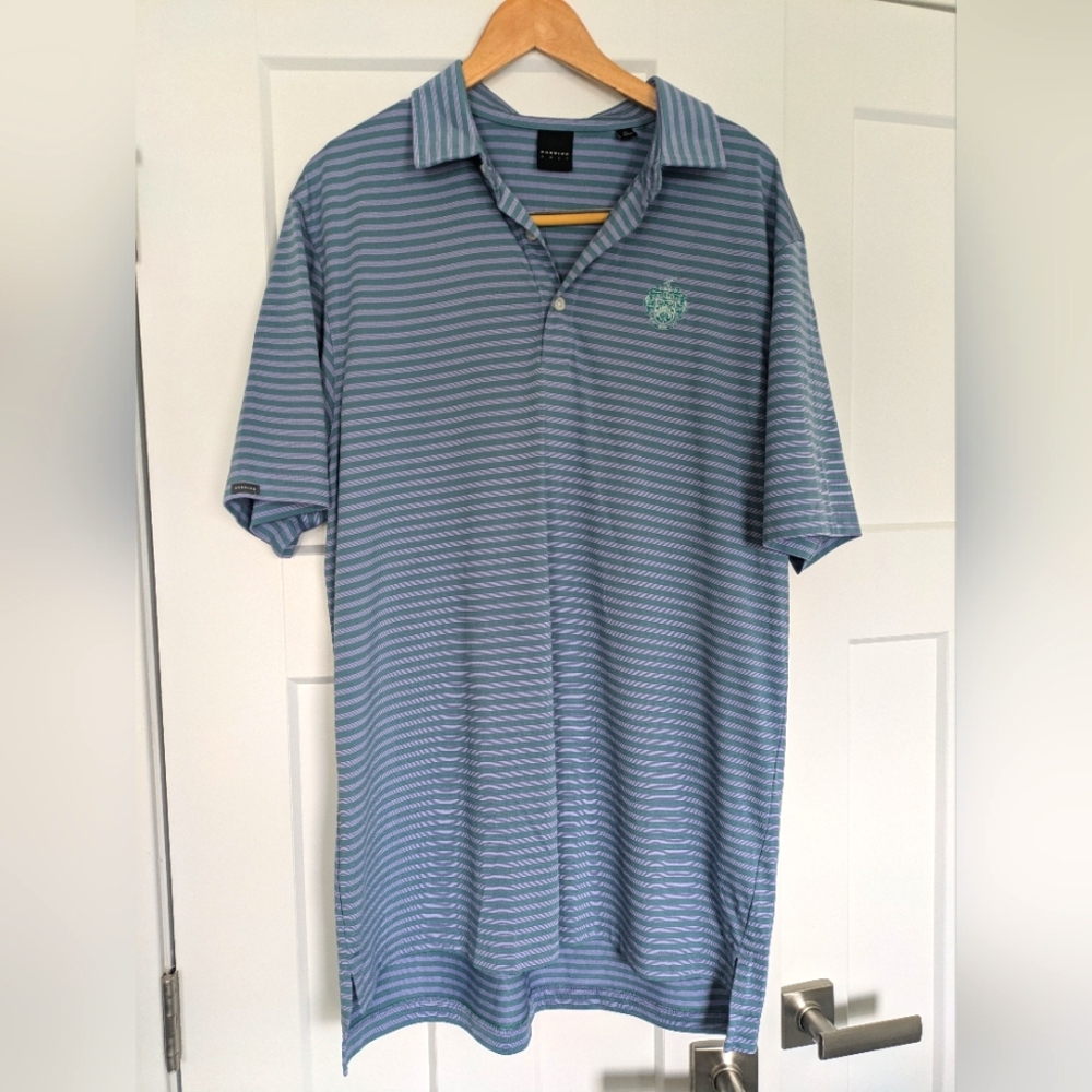 Men's Blue Striped Golf Polo